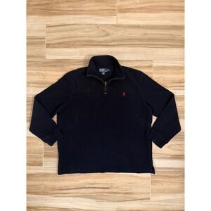 Polo Ralph Lauren Mens XL Navy Blue Quarter Zip Cotton Pullover Sweater Red Pony